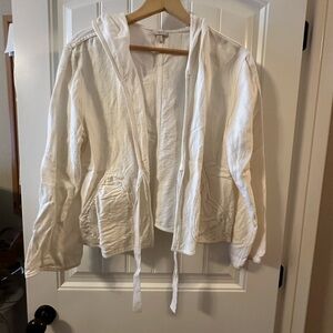 J. Jill White Linen Utility Jacket with Hood